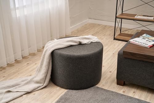 Atelier Del Sofa Stylish Pouffe with Wooden Frame, Soft Grey Foam, 58 x 42 x 58 cm | 50% Cotton & 50% Polyester Fabric | Elegant Anthracite Color for Modern Living Spaces von Atelier Del Sofa