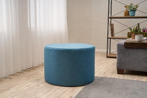 Atelier Del Sofa Stylish Pouffe with Wooden Frame, Soft Grey Foam, 58 x 42 x 58 cm | 50% Cotton & 50% Polyester Fabric | Elegant Blue Accent for Modern Living Spaces von Atelier Del Sofa