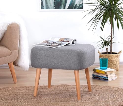 Atelier Del Sofa Stylish Pouffe with Wooden Legs, Grey, 50 x 43 x 42 cm | 50% Cotton & 50% Linen, 5 cm Orthopedic Sponge | Perfect for Bohemian & Scandinavian Decor Atelier Del Sofa Stylish Pouffe with Wooden Legs, Grey, 50 x 43 x 42 cm | 50% Cotton & 50% Linen, 5 cm Orthopedic Sponge | Perfect for Bohemian & Scandinavian Decor von Atelier Del Sofa