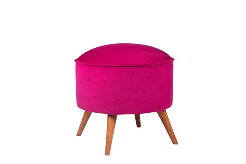 Atelier Del Sofa Stylish Purple Pouffe, Solid Wood Frame, 100% Polyester Fabric, 32 DNS Foam, 45x43x45 cm | Easy Clean, Elegant Design for Modern Living Spaces von Atelier Del Sofa