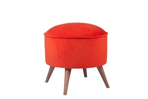 Atelier Del Sofa Stylish Tile Red Pouffe, Solid Wood Frame, 100% Polyester Fabric, 32 DNS Foam, 45x43x45 cm | Easy Clean, Modern Design for Home & Office von Atelier Del Sofa