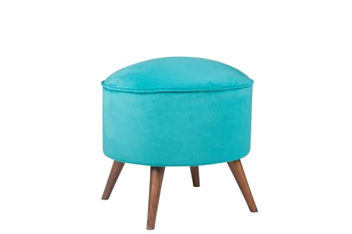 Atelier Del Sofa Turquoise Pouffe with Solid Wood Frame, 45 x 43 x 45 cm | 100% Polyester, Easy Clean Fabric, 32 DNS Foam for Comfort | Stylish & Functional Accent for Any Room von Atelier Del Sofa