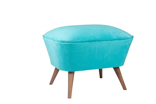 Atelier Del Sofa Turquoise Pouffe with Solid Wood Frame, 57 x 45 x 45 cm | 100% Polyester, Easy Clean Fabric, 32 DNS Foam | Stylish & Functional Seating for Any Room von Atelier Del Sofa