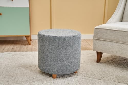 Stylish Grey Pouffe, 40 x 40 x 40 cm | 100% Wooden Frame, 100% Polyester & Cotton Fabric | Comfortable 32 DNS Foam Seating, Perfect for Modern Living Spaces von Atelier Del Sofa