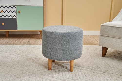 Stylish Grey Pouffe, 40 x 42 x 40 cm | 100% Wooden Frame, 100% Polyester & Cotton Fabric | Comfortable 32 DNS Foam Seating, Perfect for Modern Living Spaces von Atelier Del Sofa
