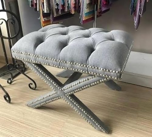 Stylish Grey Pouffe, 40 x 60 cm | 100% MDF Frame, Soft Babyface Fabric | Perfect for Modern Living Rooms & Cozy Spaces, Versatile & Chic Design von Atelier Del Sofa