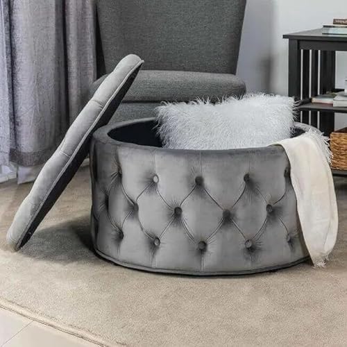 Stylish Grey Pouffe, 70 x 70 cm | 100% MDF Frame, Soft Babyface Fabric | Perfect for Modern Living Rooms & Cozy Spaces, Versatile & Chic Design Stylish Grey Pouffe, 70 x 70 cm | 100% MDF Frame, Soft Babyface Fabric | Perfect for Modern Living Rooms & Cozy Spaces, Versatile & Chic Design von Atelier Del Sofa