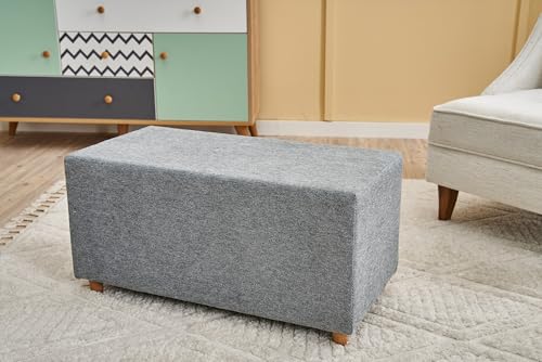 Stylish Grey Pouffe, 80 x 40 x 40 cm | 100% Wooden Frame, 100% Polyester & Cotton Fabric | Comfortable 32 DNS Foam Seating, Perfect for Modern Living Spaces von Atelier Del Sofa