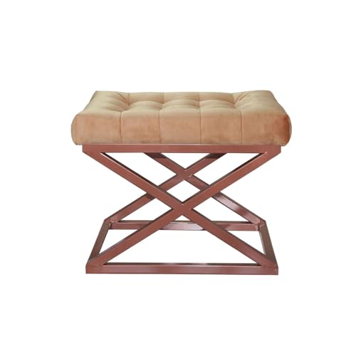 Stylish Pouffe with Metal Frame, 50 cm x 42 cm x 40 cm | 100% Polyester Babyface Fabric in Copper & Yellow | Perfect for Modern Living Spaces von Atelier Del Sofa