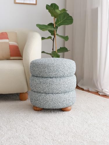 Stylish Pouffe with Wooden Frame, Teddy Fabric, 42 x 44 x 42 cm | Blue & Grey | Soft 24 DNS Feather Cushion | Perfect for Modern Living Spaces Stylish Pouffe with Wooden Frame, Teddy Fabric, 42 x 44 x 42 cm | Blue & Grey | Soft 24 DNS Feather Cushion | Perfect for Modern Living Spaces von Atelier Del Sofa