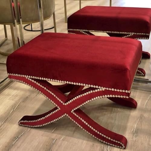 Stylish Red Pouffe, 40 x 60 cm | 100% MDF Frame, Soft Babyface Fabric | Perfect for Modern Living Rooms & Cozy Spaces, Versatile & Chic Design von Atelier Del Sofa