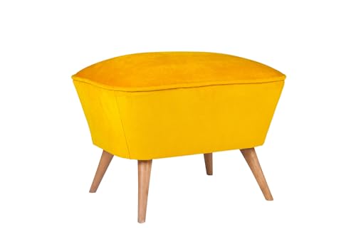 Stylish Yellow Pouffe, Solid Wood Frame, 100% Polyester Fabric, 32 DNS Foam, 57 x 45 x 45 cm | Easy Clean, Modern Design for Home & Office von Atelier Del Sofa