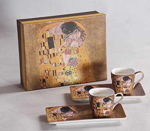 Atelier Harmony Gustav Klimt Espressoset Der Kuss beige 4teilig Geschenkset von Atelier Harmony