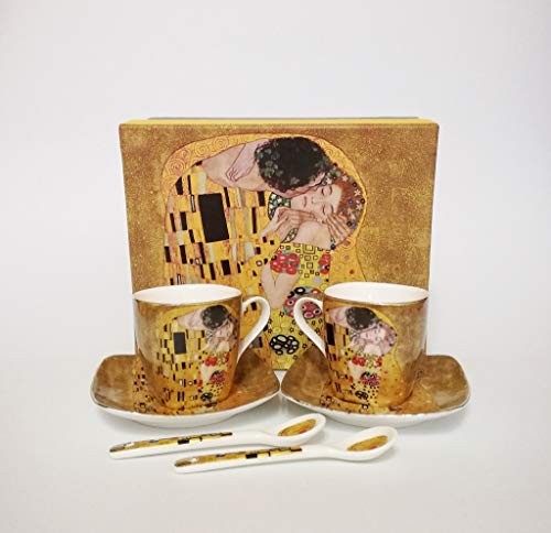 Atelier Harmony Gustav Klimt Espressotassen Der Kuss 6teilig Porzellan (Beige) von Atelier Harmony
