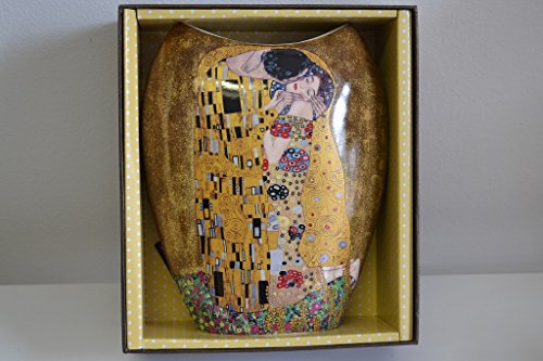 Atelier Harmony Gustav Klimt Vase Motiv Der Kuss Porzellan LE BAISIER Schwarz (Beige/Gold) von Atelier Harmony