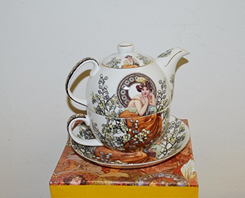 Atelier Harmony TeaforOne Teekanne Alfons Mucha Ruby Weiss mit Geschenkbox von Atelier Harmony