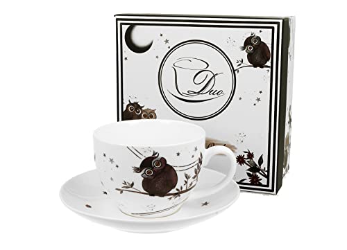 Teetasse/Kaffeetasse Set Eule "Charming Owls" 1 Tasse 1 Unterteller Porzellan 280ml mit Geschenkkarton von Atelier Harmony