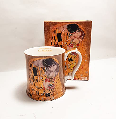 Atelier Harmony Teetasse Kaffeetasse Gustav Klimt Der Kuss beige/gold inkl. Geschenkbox von Atelier Harmony