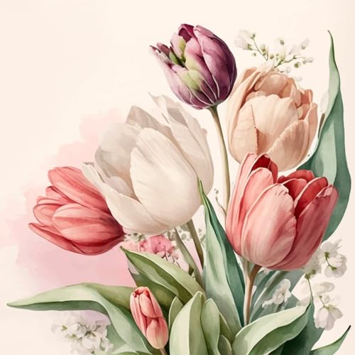 20 Servietten Frühling Vintage Tulpen als Tischdeko. Papierservietten mit Motiv. Auch für Decoupage und Serviettentechnik 33x33cm von Atelier