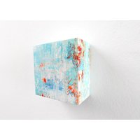 Wanddeko, Wandbild, Handgemaltes Acrylbild Auf Holz, Holzbild, 3D Wandskulptur Oder Zum Hinstellen, Abstrakt Bunt Blautöne Mit Neonfarben von AtelierAndreaTraub