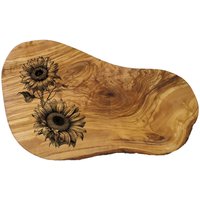 Geschenk Sonnenblumen Sonneblume Personalisiert Olivenholz Mit Gravur Blume Frühstücksbrett Schneidebrett Holz Olivenholzbrett Geburtstag von AtelierAnnaHandmade