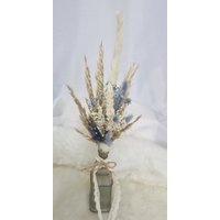 Mini Trockenblumen Strauß Ice Blau Grau Creme Bohostrauß Trockenblumenstrauß Tischdekoration Hochzeit Geburtstag Taufe von AtelierAnnaHandmade