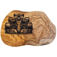 Olivenholz Formula Rennauto Auto Formel 1 Frühstücksbrett Personalisiertes Brettchen Schneidebrett Geschenk Olivenholzbrett von AtelierAnnaHandmade