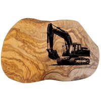 Olivenholz Frühstücksbrett Schneidebrett Gravur Bagger Geschenk Personalisiert Für Mann Geburtstagsgeschenk von AtelierAnnaHandmade
