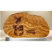 Olivenholz Frühstücksbrett Schneidebrett Mit Gravur Bienen Honig, Holz Geschenk Für Imker Personalisiert Name Geburtstagsgeschenk Brett von AtelierAnnaHandmade