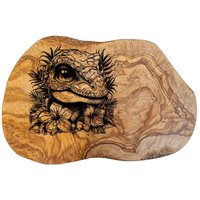 T-Rex Dinosaurier Baby Dino Niedlich Geschenk Personalisiert Olivenholz Gravur Frühstücksbrett Schneidebrett Holz Geburtstag Olivenholzbrett von AtelierAnnaHandmade