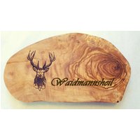 Waidmannsheil Geschenk Personaisiertes Brettchen Für Jäger , Olivenholz Frühstücksbrett Schneidebrett Mit Gravur Hirsch Holz Geburtstag von AtelierAnnaHandmade