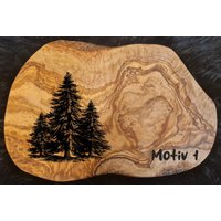 Wald Waldffreunde Tanne Geschenk Personalisiert Olivenholz Frühstücksbrett Schneidebrett Holz Geburtstag Geburtstagsgeschenk Olivenholzbrett von AtelierAnnaHandmade