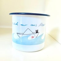 Becher Emaille Ich Will Doch Nur Ans Meer von AtelierBlechbuechse