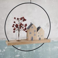 Landhaus Deko - Hängende Fensterdeko Metallring Mit Vase Holzhaus Eiche Ø20cm Das Original Atelier Keimzelle von AtelierKeimzelle