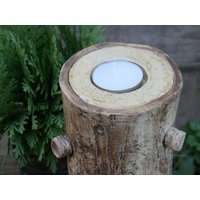 Kerzenständer, Rustikal, Holzscheitoptik von AtelierKeramixx