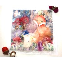 Baby Geschenk, Bild Auf Papier 20 X cm Mit Passepartout 23 cm, 9", Ohne Rahmen, Handarbeit, Wolle Und Seide, Waldorf Kunst Baby Geschenk, Bild Auf Papier 20 X cm Mit Passepartout 23 cm, 9", Ohne Rahmen, Handarbeit, Wolle Und Seide, Waldorf Kunst von AtelierKidsGifts