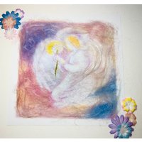 Geschenk Zur Geburt Taufe Konfirmation, Bild Auf Papier Mit Merinowolle/Seide Im Antroposophie Waldorf Stil von AtelierKidsGifts