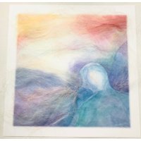 Pastell Engel Bild, Papier Inklusive Passepartout 23 X cm Ohne Rahmen, Mischtechnik, Merinowolle Und Seide, Waldorf Stil, Handarbeit von AtelierKidsGifts