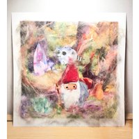 Zwerg Mit Edelstein, Bild Auf Papier Inklusive Passepartout 23 X cm, Ohne Rahmen, Mischtechnik, Wolle Und Seide, Handarbeit, Waldorf Art von AtelierKidsGifts