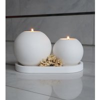 Kugel Teelichthalter Aus Raysin Als Set Oder Einzeln | Tischdeko Teelichter Betondeko Geschenk Mitbringsel Geschenkset Gemütlich von AtelierLorenz