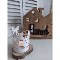 Teelichthalter "Schmetterling Und Blumen" von AtelierLumiereDesign