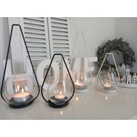 Windlicht Glas Zum Stellen Und Hängen Schwarz Oder Weiß von AtelierLumiereDesign