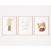 Poster Kinderzimmer - Boho Luke Personalisiert, 3Er Set, Wandbilder von AtelierManuAcikgoez
