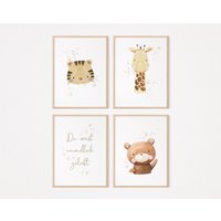 Poster Kinderzimmer - Boho Luke Personalisiert, 4Er Set, Wandbilder von AtelierManuAcikgoez
