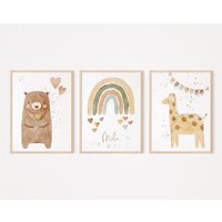 Poster Kinderzimmer - Boho Mila Personalisiert, 3Er Set von AtelierManuAcikgoez