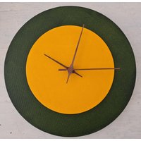 Pop Up Wanduhr 30 cm Grün & Gelb Unikat Geschenk Leise - Kein Ticken Uhr von AtelierNo8Shop