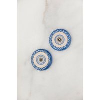 2Er Set - Mini Size Handgemachte Keramik Böse Augen/Blau Wandbehang von AtelierSimi