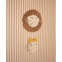 Katzentrophäe Aus Rattan Und Baumwolle Wanddekoration Für Kinder Babys von AtelierSolelh