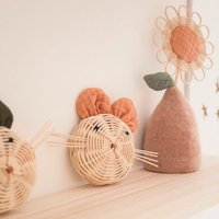 Rattan-Maus-Trophäe Tierkopf Baby Wanddekoration Geburt Geschenkidee Kinder - Und Babydeko | Atelier Solelh von AtelierSolelh