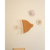 Vogel Aus Rattan Und Baumwolle Wanddekoration Fürs Kinderzimmer von AtelierSolelh